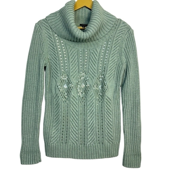 Talbots Sweaters - Talbots Green Knit Sweater with Embellishments 1XP Gentle Used